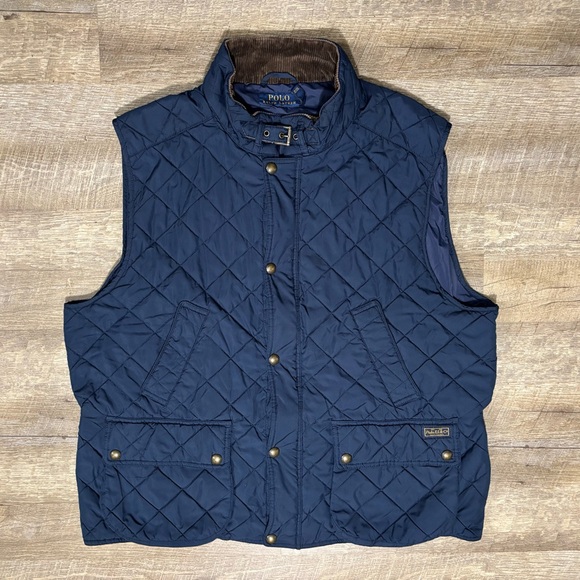 Ralph Lauren Other - Polo Ralph Lauren Vest Men's XXL Navy Quilted Puffer Utility Corduroy Collar